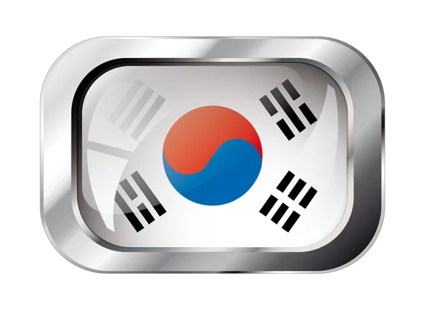 Südkorea glänzende Taste Flagge Vektor Illustration. Vereinzelte Abstinenz — Stockvektor