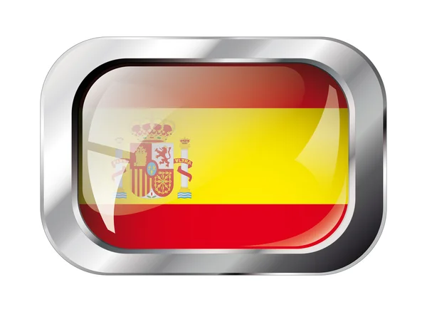 España brillante botón bandera vector ilustración. Abstracto aislado o — Archivo Imágenes Vectoriales