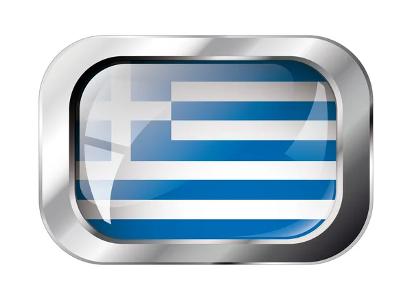 Griechenland glänzende Taste Flagge Vektor Illustration. isolierte Abstraktion — Stockvektor