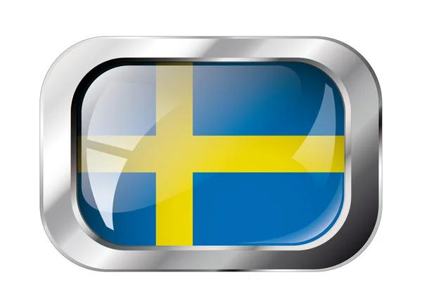 Schwedische glänzende Taste Flagge Vektor Illustration. isolierte Abstraktion — Stockvektor