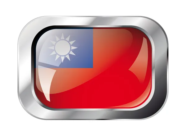 Tayvan parlak düğme bayrak illüstrasyon vektör. izole soyut — Stok Vektör