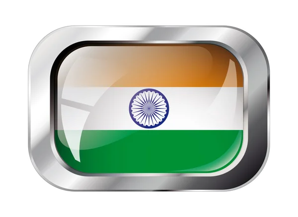 Indie przycisk błyszczący flaga wektor ilustracja. na białym tle o streszczenie — Wektor stockowy