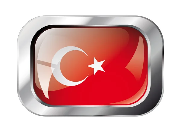 トルコの光沢のあるボタン フラグ ベクトル イラスト。孤立した抽象 — ストックベクタ