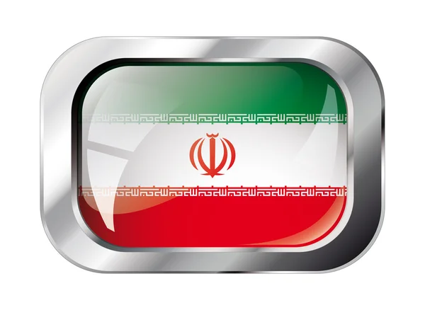 Iran shiny button flag vector illustration. Isolated abstract ob — Stock Vector