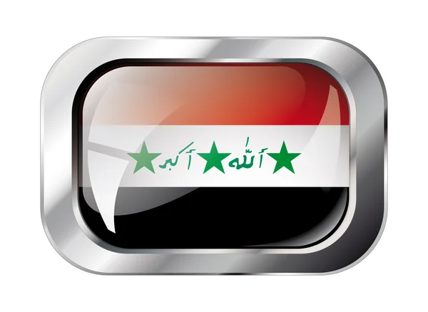 Flaga Iraku lśniące przycisk wektor ilustracja. na białym tle streszczenie ob — Wektor stockowy