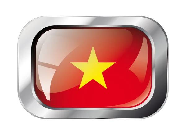 Vietnam shiny button flag vector illustration. Isolated abstract — Stock Vector