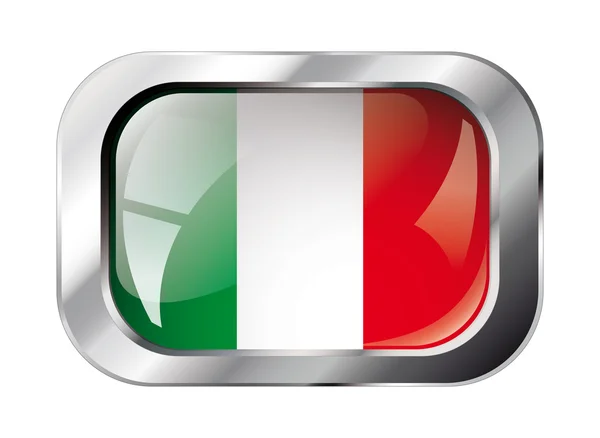 Włochy przycisk błyszczący flaga wektor ilustracja. na białym tle o streszczenie — Wektor stockowy