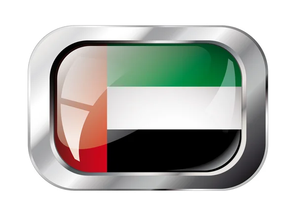 アラブ首長国連邦の光沢のあるボタン フラグ ベクトル イラスト。isol — ストックベクタ