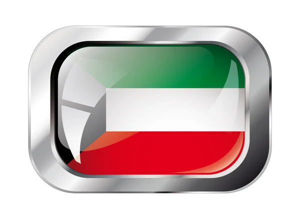 Kuwait glänzende Taste Flagge Vektor Illustration. isolierte Abstraktion — Stockvektor