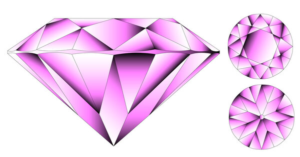 Vector round brilliant cut diamond perspective