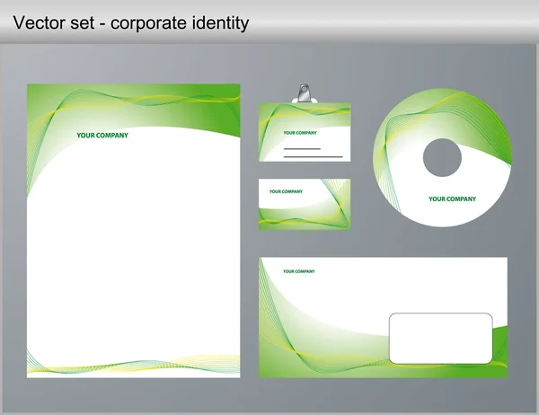 Illustrazione vettoriale dell'identità aziendale verde. Letterhead, autobus Grafiche Vettoriali
