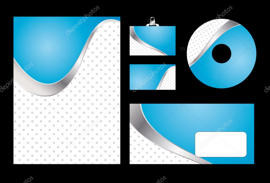 Vector illustration of blue corporate identity. Letterhead, busi