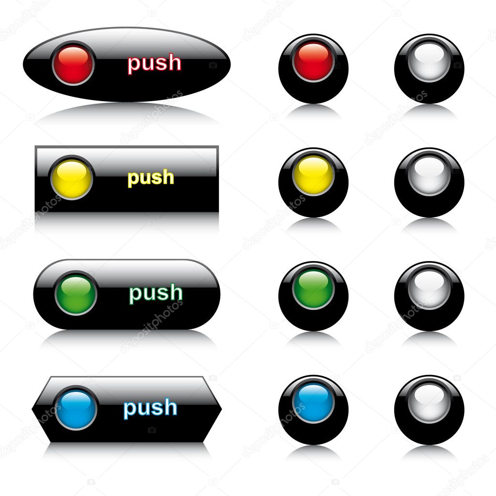 Vector illustration set of abstract shiny buttons for web and co