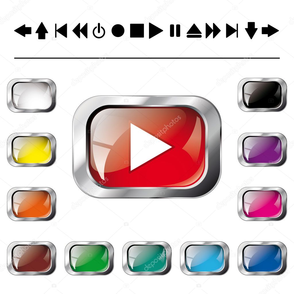 Set - collection of vector illustration shiny and glossy button