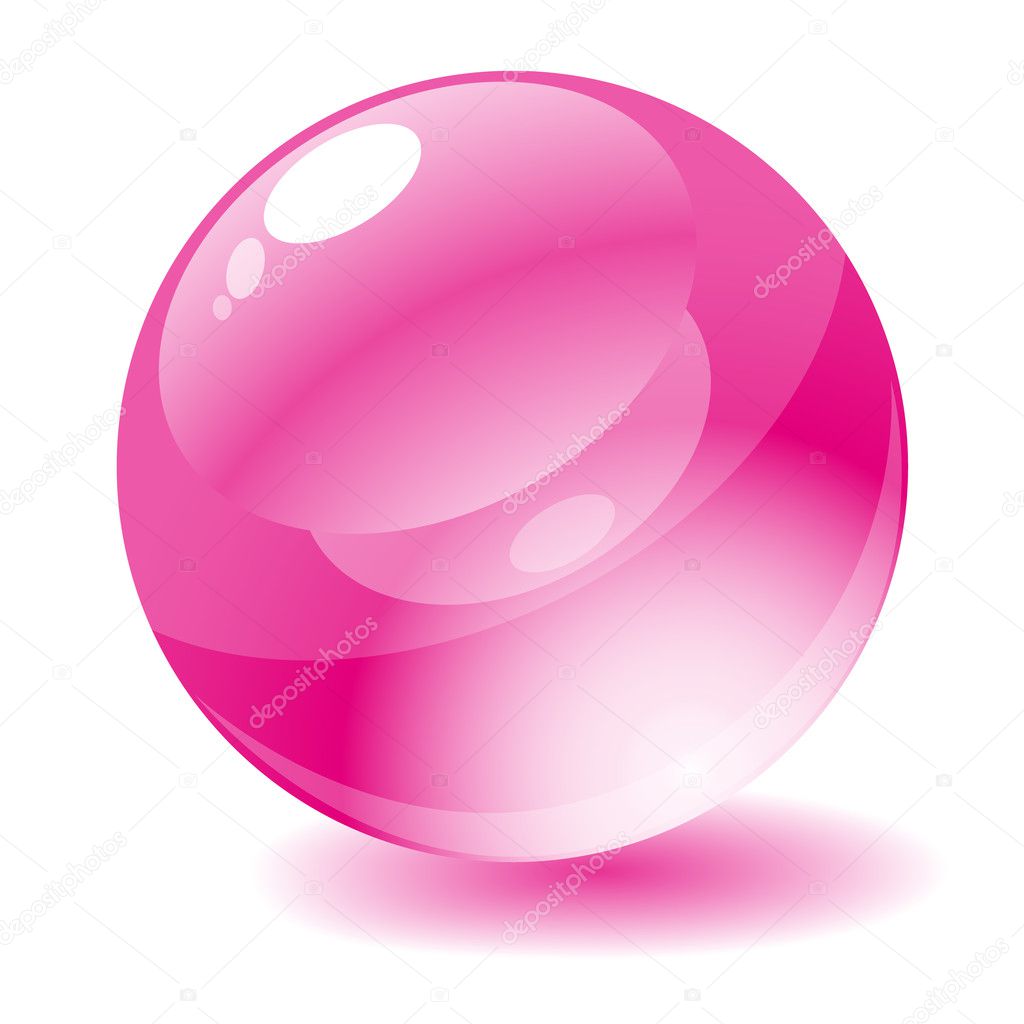 Vector illustration. Pink glossy circle web button.