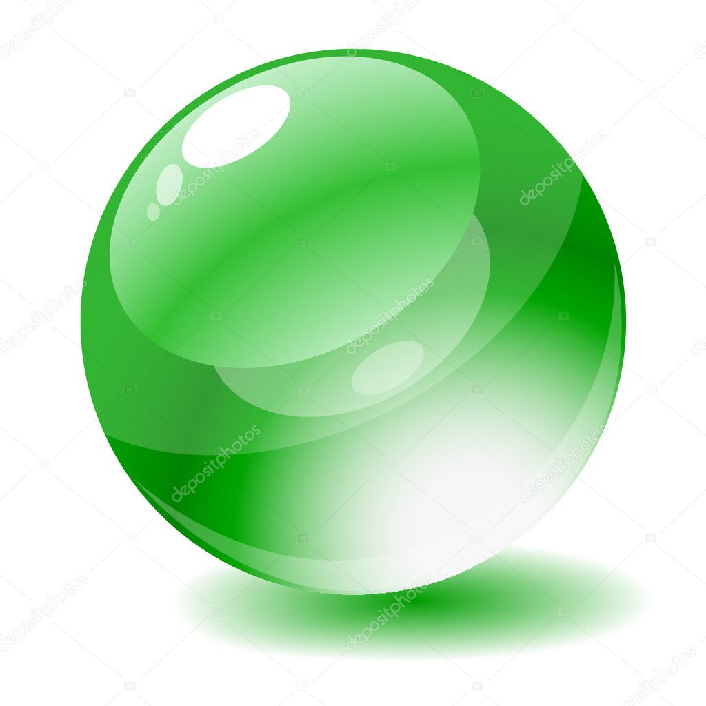 Vector illustration. Green glossy circle web button.