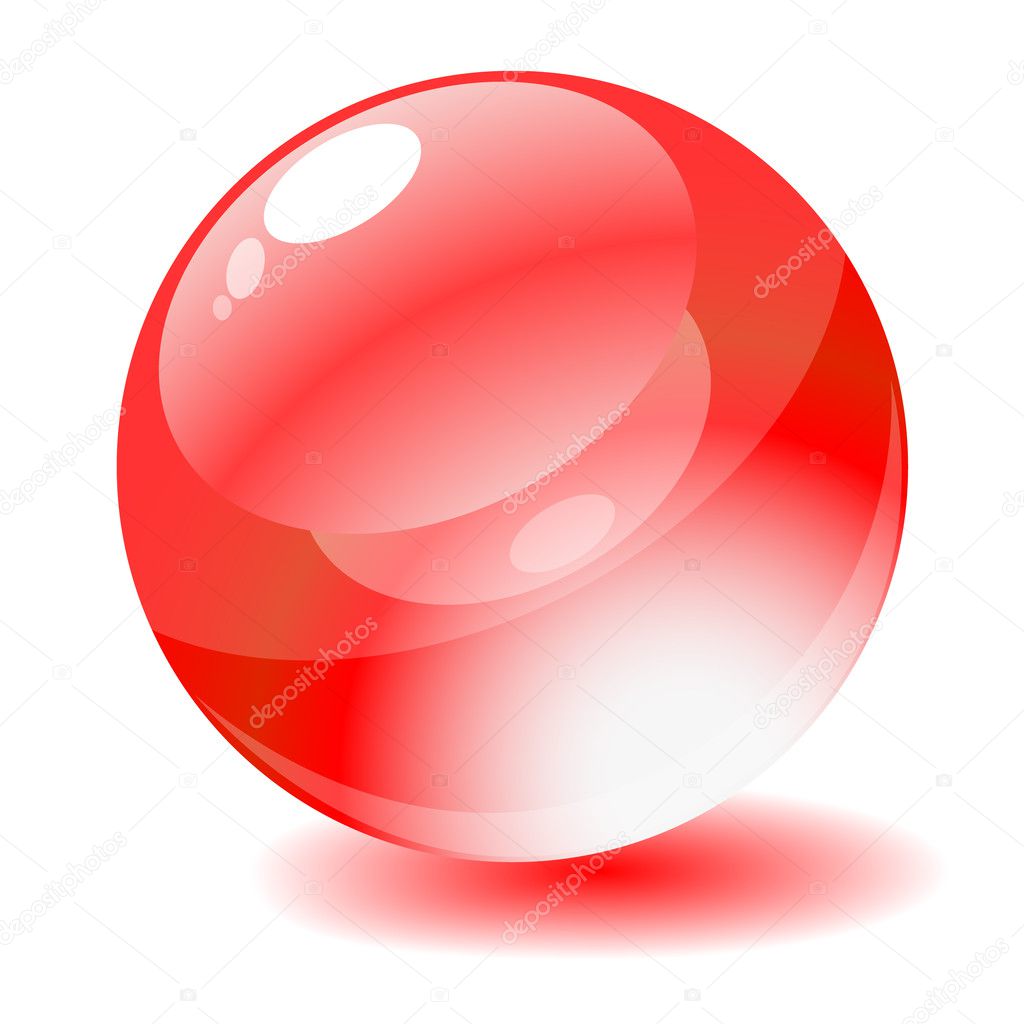 Vector illustration. Red glossy circle web button.