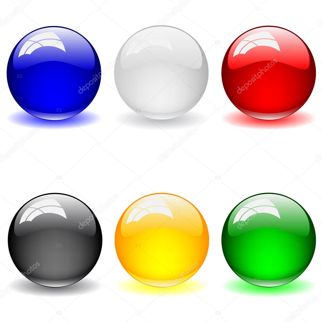 Set of vector clean glossy ball. Abstract background.