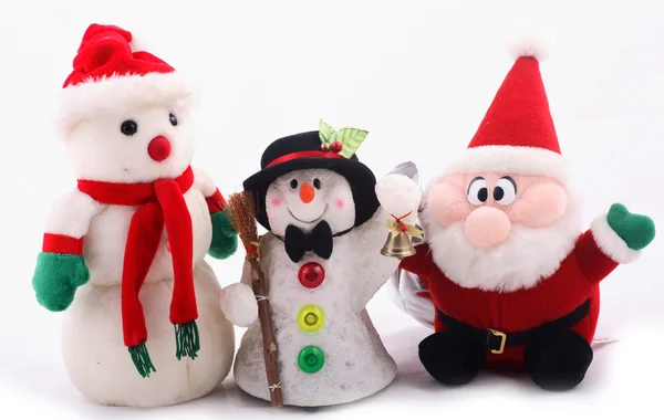 Sneeuwpop en santa claus — Stockfoto