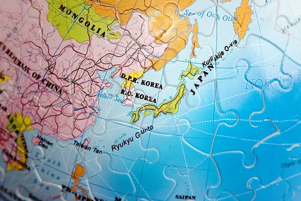 Mundo 3D Puzzle: Japão e Coréia — Fotografia de Stock