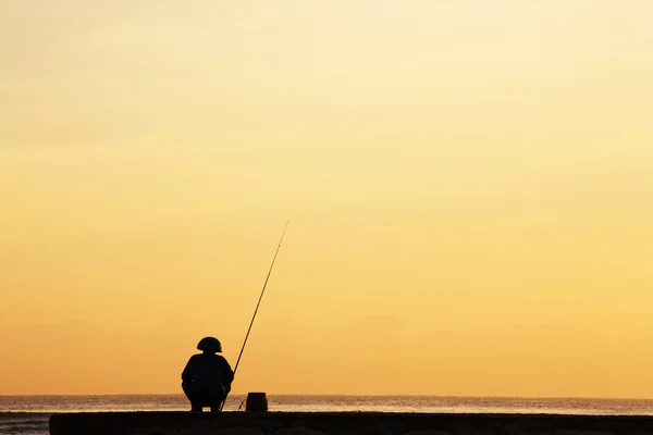 Silhouette del Pescatore — Foto Stock