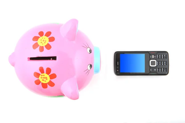 Piggybank and Mobile Phone — Stock Photo, Image