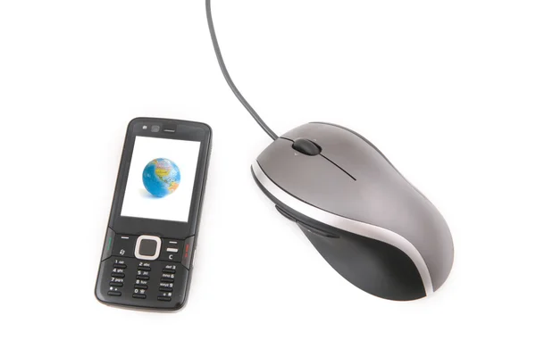 MobilePhone en muis — Stockfoto