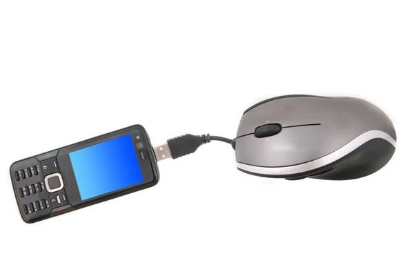Telefon komórkowy i myszy — Zdjęcie stockowe
