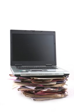 Folders with laptop Computer clipart