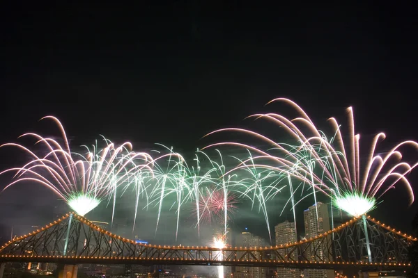 Fireworks at Story Bridge — Stock Photo, Image