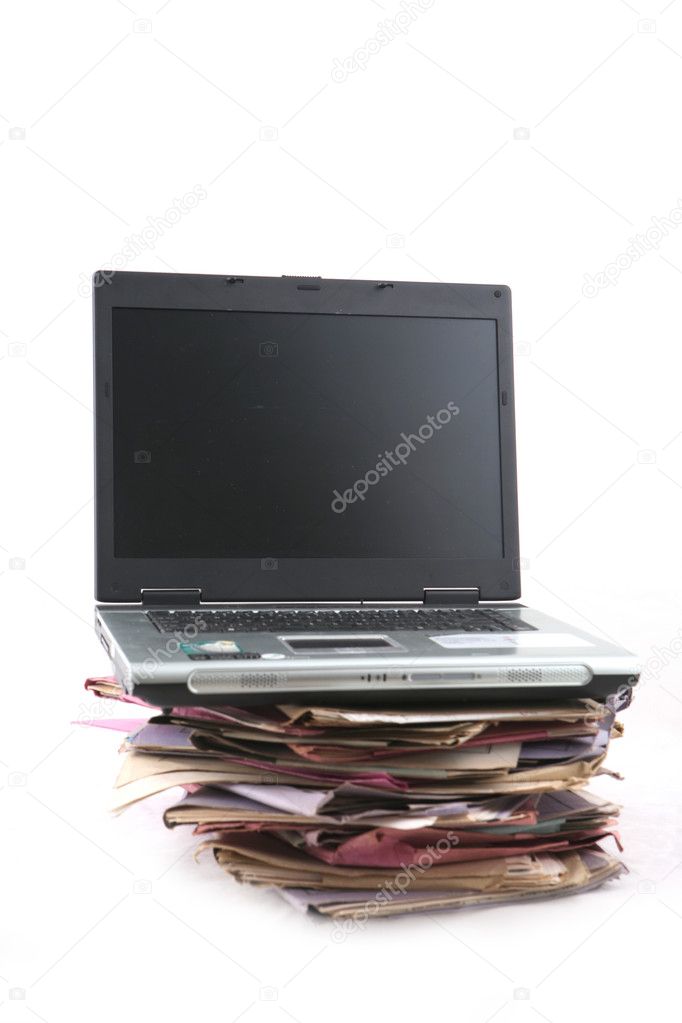Folders with laptop Computer