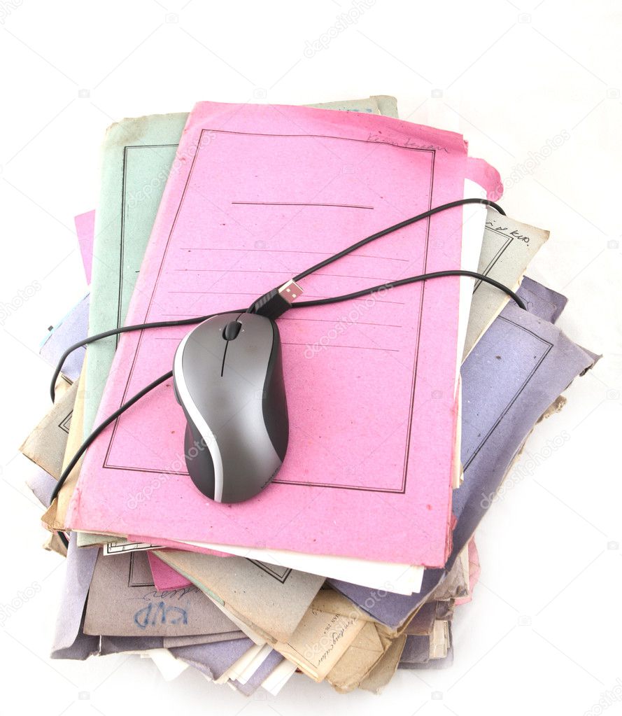 Folders with computer mouse