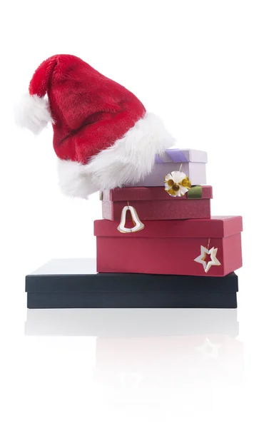 Stack of Christmas gift with reflections — Stock Photo, Image