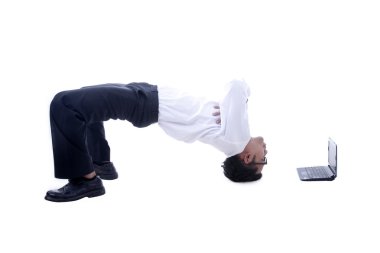 Acrobatic Asian businessman clipart