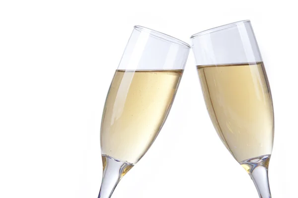 Bicchieri di champagne su bianco — Foto Stock
