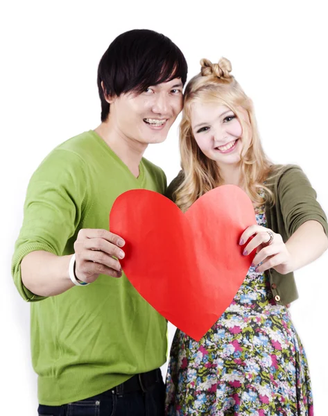 Heureux les jeunes asiatique caucasien couple — Photo