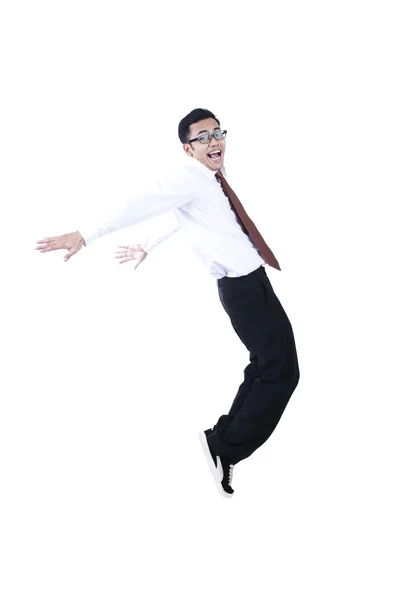 Щасливі азіатських бізнесмен танці — стокове фото