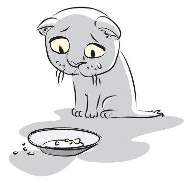 Hungry kitty clipart