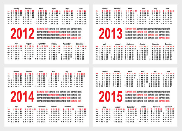 Calendar 2012-1215 year