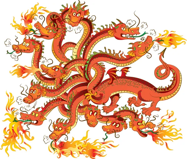 Dragon à douze têtes — Image vectorielle