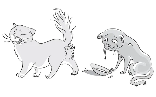 空腹の子猫 — ストックベクタ