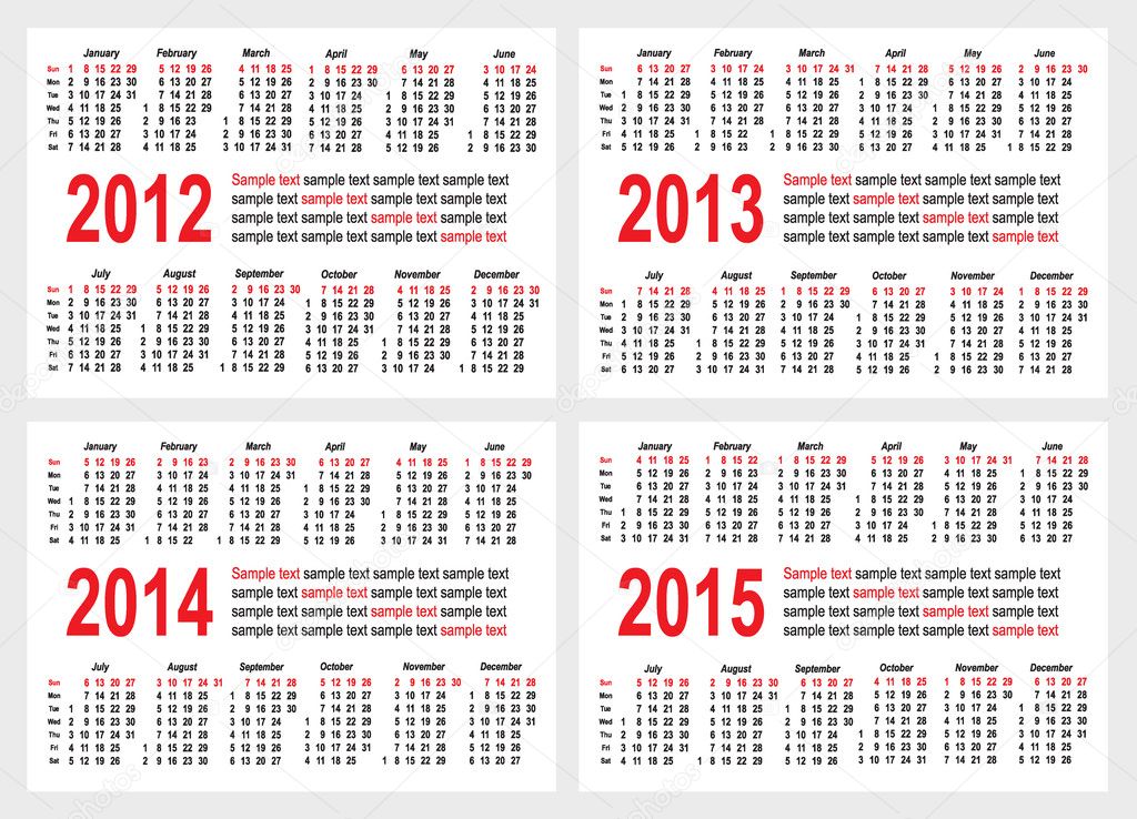 Calendar 2012-1215 year