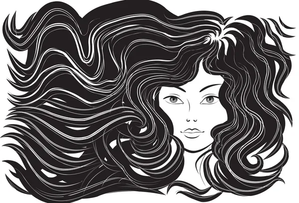 Wanita dengan rambut panjang - Stok Vektor