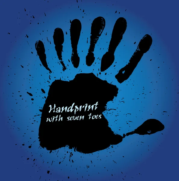 Handprint with seven fingers — Stock Vector