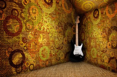 Guitare in a grunge textile room clipart