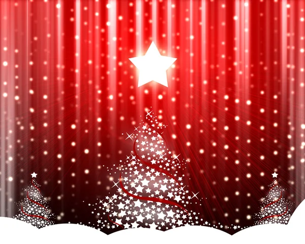 Julgran på röd bakgrund — Stockfoto