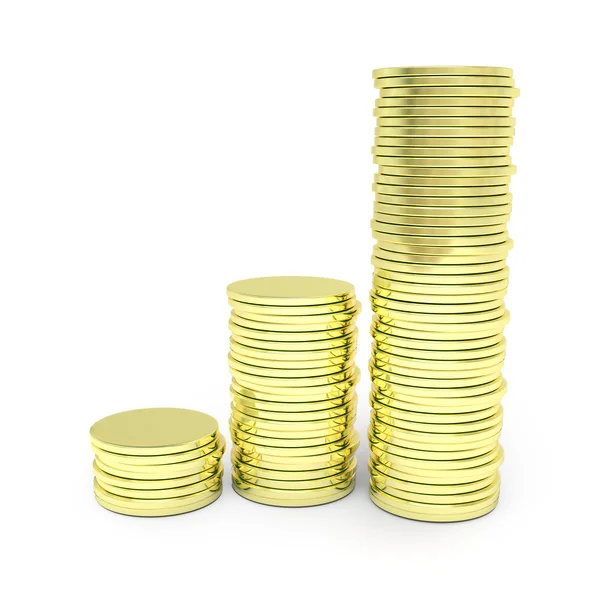 Gouden munten grafiek geïsoleerd — Stockfoto