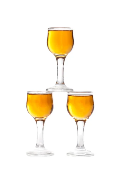 Glass wine made from honey vodka isolated on white background — Stock Photo, Image