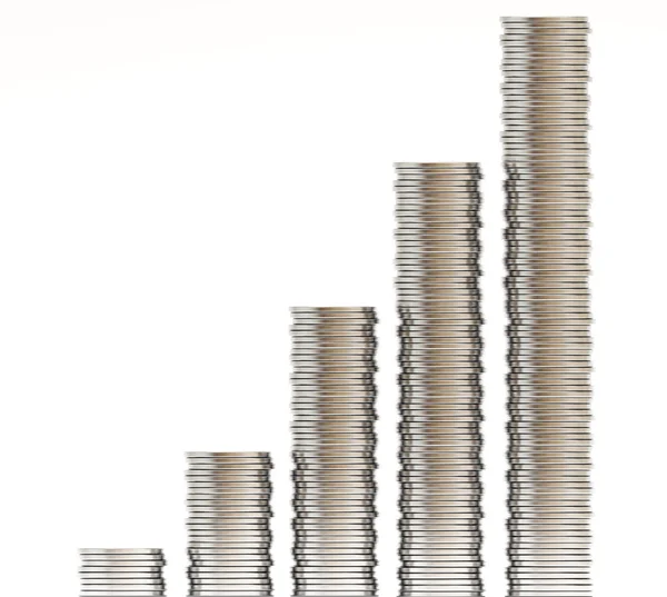Граф серебряных монет на белом фоне — стоковое фото