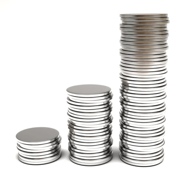 Silver coin graph — Stock Photo, Image